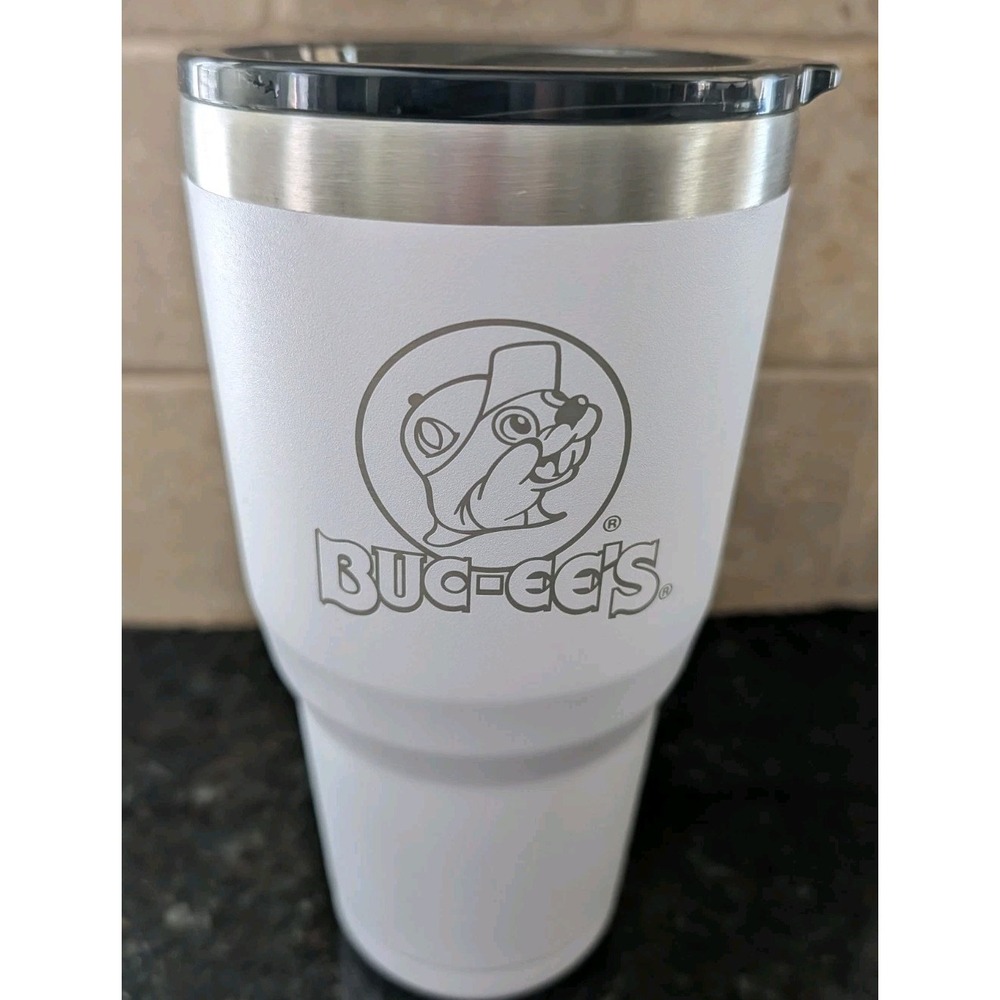 Buc-ee's White Stainless Steel Yukon Outfitters Insulated Tumbler Cup 30 Oz Rare